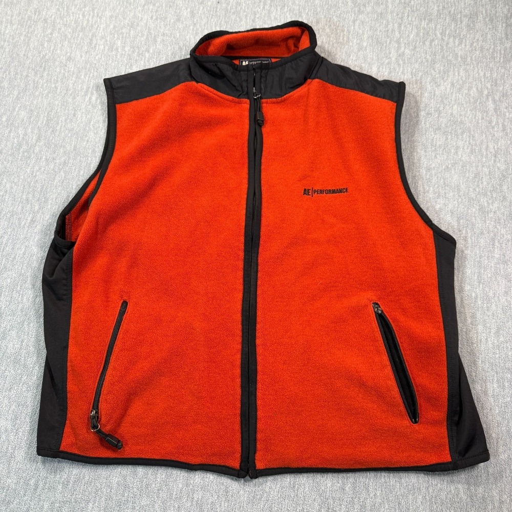 American Eagle Performance‎ Men's Fleece Vest XXL Orange Black Full Zip Outdoor